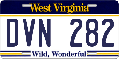WV license plate DVN282
