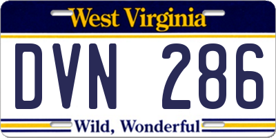 WV license plate DVN286