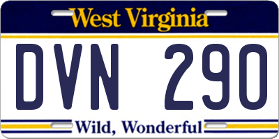 WV license plate DVN290