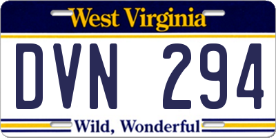 WV license plate DVN294
