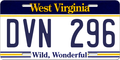 WV license plate DVN296