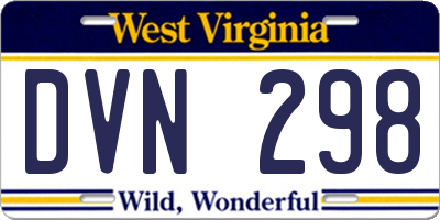 WV license plate DVN298
