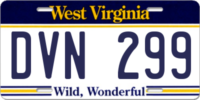 WV license plate DVN299