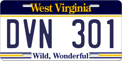WV license plate DVN301