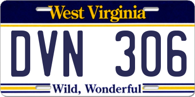 WV license plate DVN306