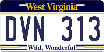 WV license plate DVN313