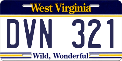 WV license plate DVN321