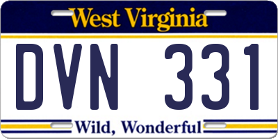 WV license plate DVN331