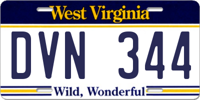 WV license plate DVN344