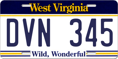 WV license plate DVN345