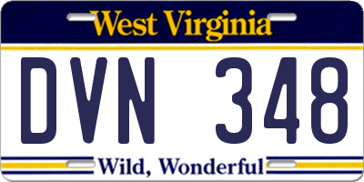 WV license plate DVN348