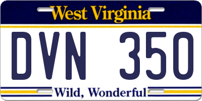 WV license plate DVN350