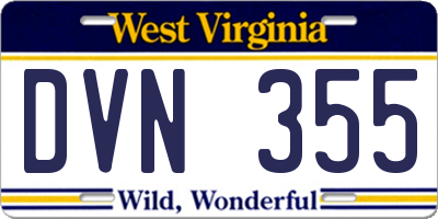 WV license plate DVN355