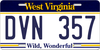 WV license plate DVN357