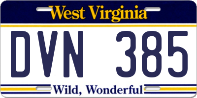 WV license plate DVN385