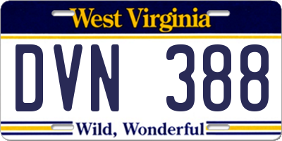 WV license plate DVN388