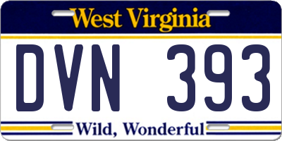 WV license plate DVN393
