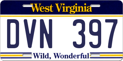 WV license plate DVN397