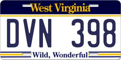 WV license plate DVN398