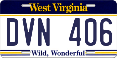 WV license plate DVN406
