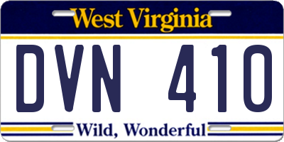 WV license plate DVN410
