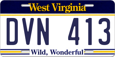 WV license plate DVN413