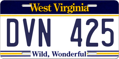 WV license plate DVN425