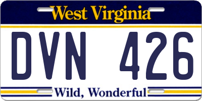 WV license plate DVN426