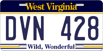 WV license plate DVN428