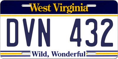 WV license plate DVN432