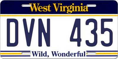 WV license plate DVN435