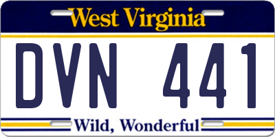 WV license plate DVN441