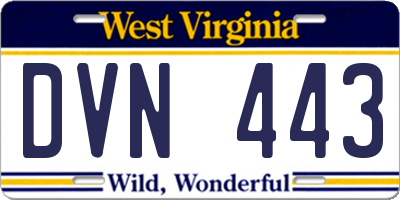 WV license plate DVN443