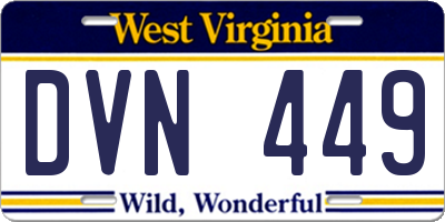 WV license plate DVN449