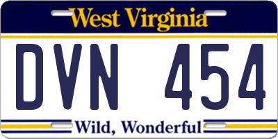WV license plate DVN454