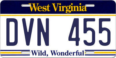 WV license plate DVN455