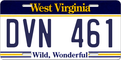 WV license plate DVN461
