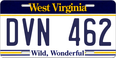 WV license plate DVN462
