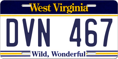 WV license plate DVN467