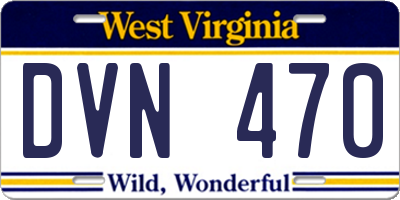 WV license plate DVN470