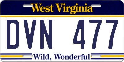 WV license plate DVN477