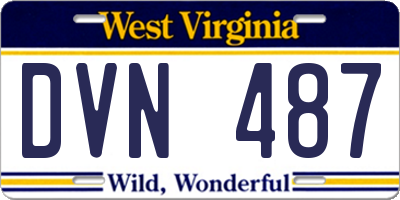 WV license plate DVN487