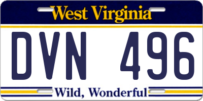 WV license plate DVN496