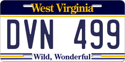 WV license plate DVN499