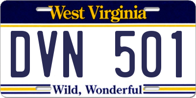 WV license plate DVN501