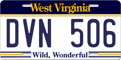 WV license plate DVN506