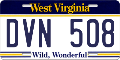 WV license plate DVN508