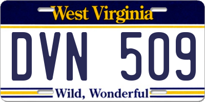 WV license plate DVN509