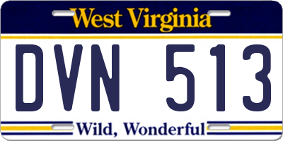 WV license plate DVN513