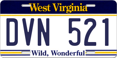 WV license plate DVN521